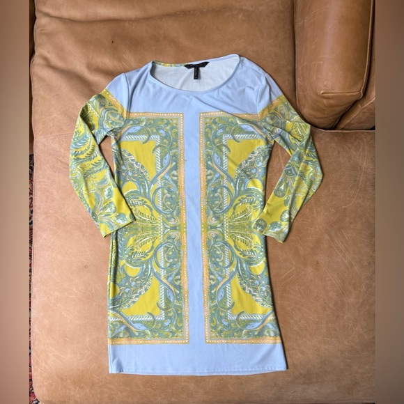 BCBGMaxAzria Size XS Dress Noely Paisley Block Print Shift Blue Multicolor - Picture 3 of 10